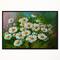 Designart - Heavily Textured Daisies Art - Floral Art Canvas Print in Black Frame